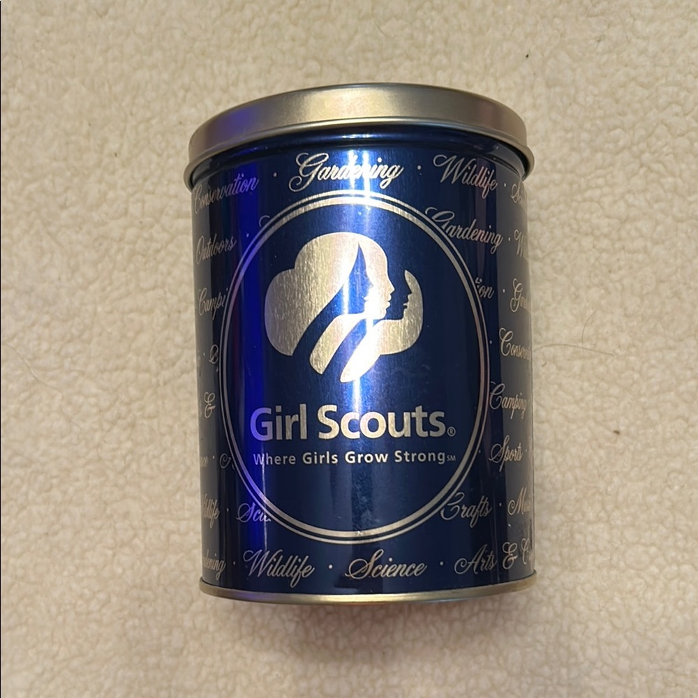 Girl Scouts Blue Tin Container - empty